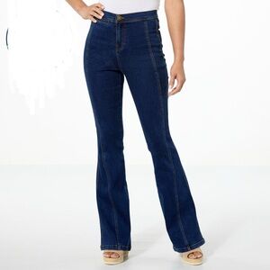 DG2 by Diane Gilman New Classic Stretch Denim Angled Seam Flare Jean